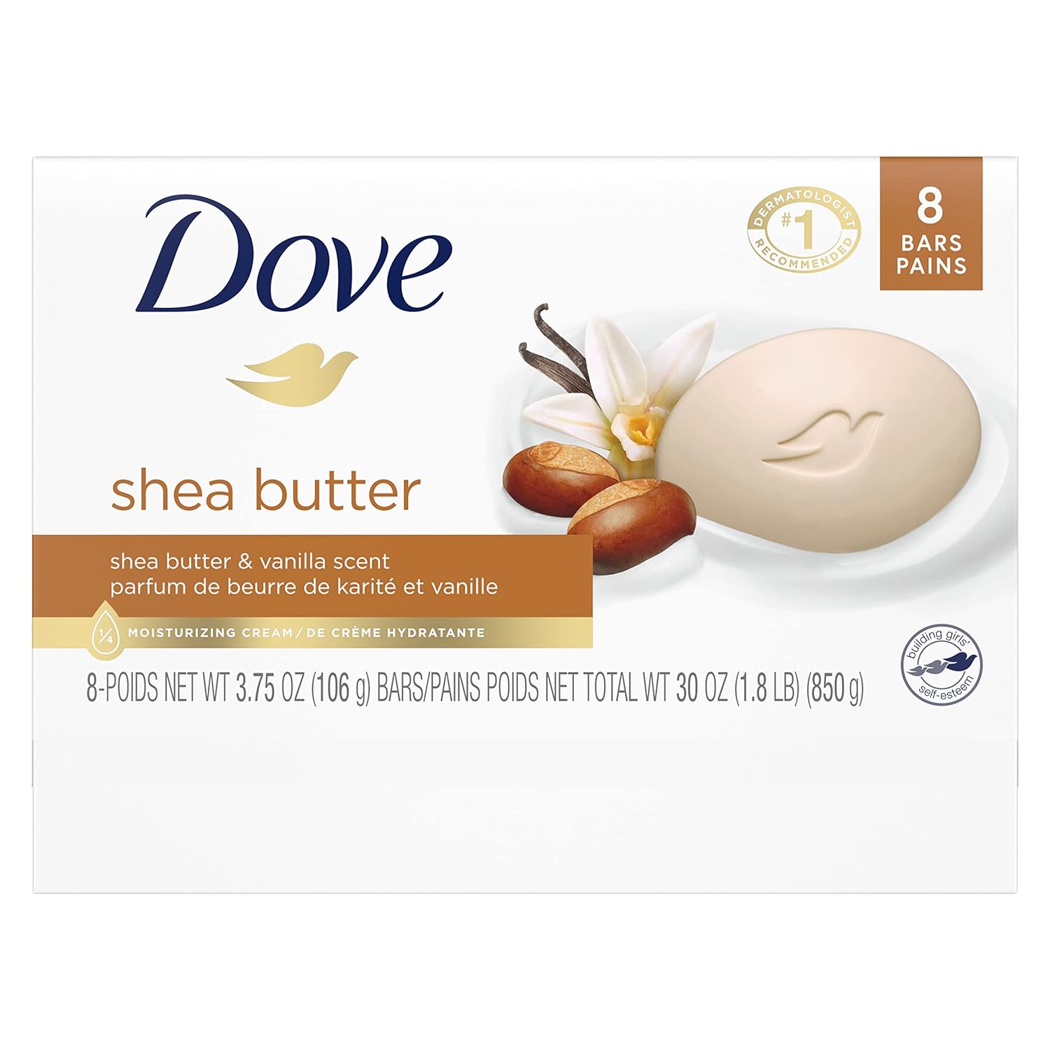 Dove Beauty Bar: Shea Butter Gentle Skin Cleanser,