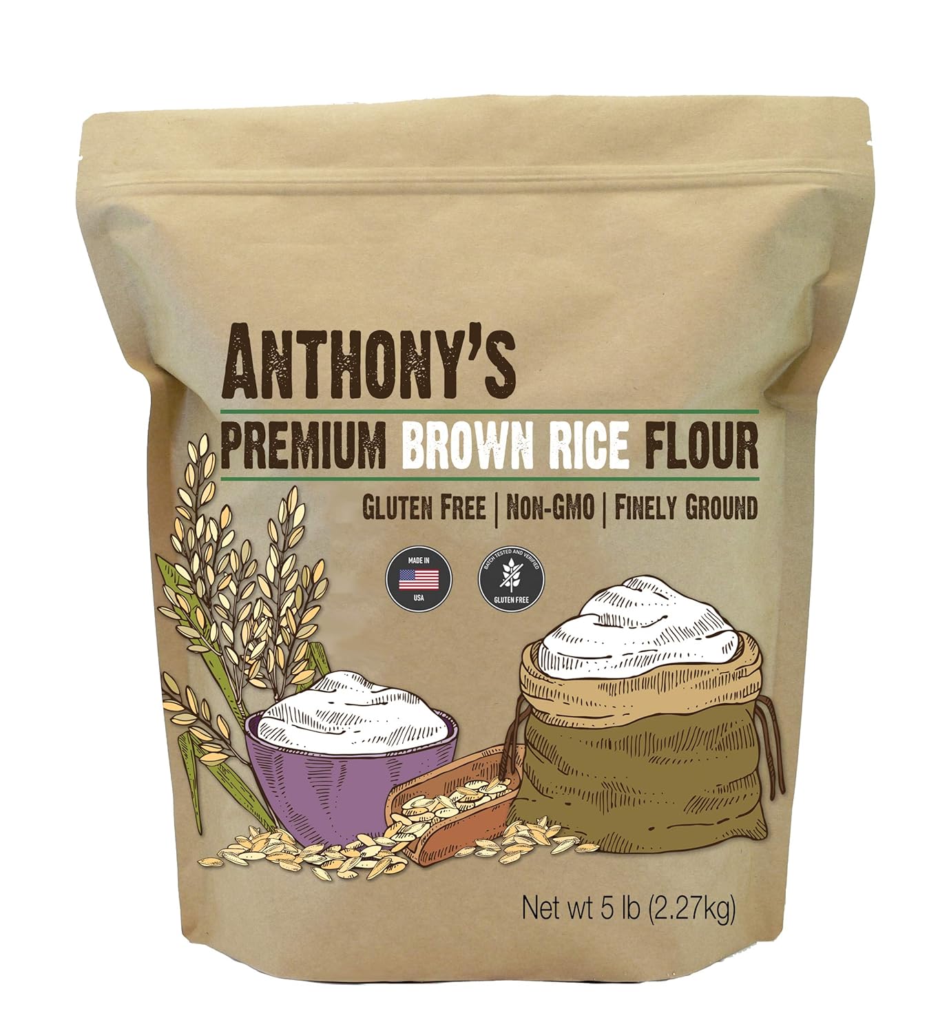 Anthony's Brown Rice Flour, 5 lb