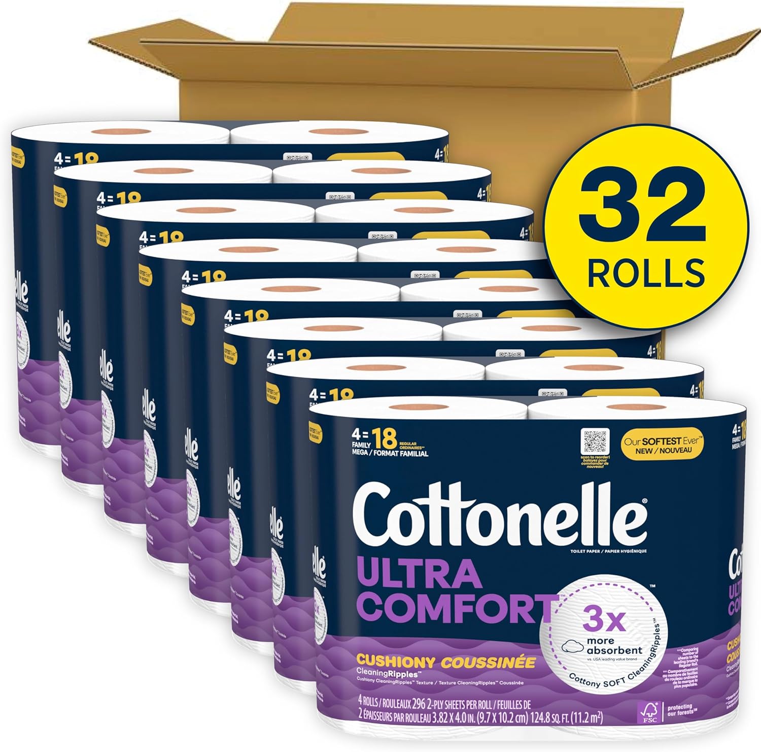 Cottonelle Ultra Comfort Toilet Paper with Cushiony CleaningRipples Texture