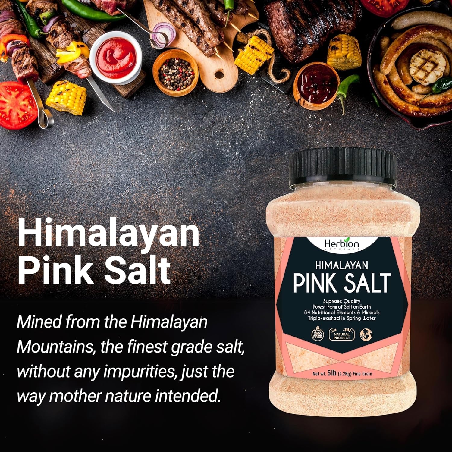 Herbion Naturals Himalayan Pink Salt Jar Fine Grain